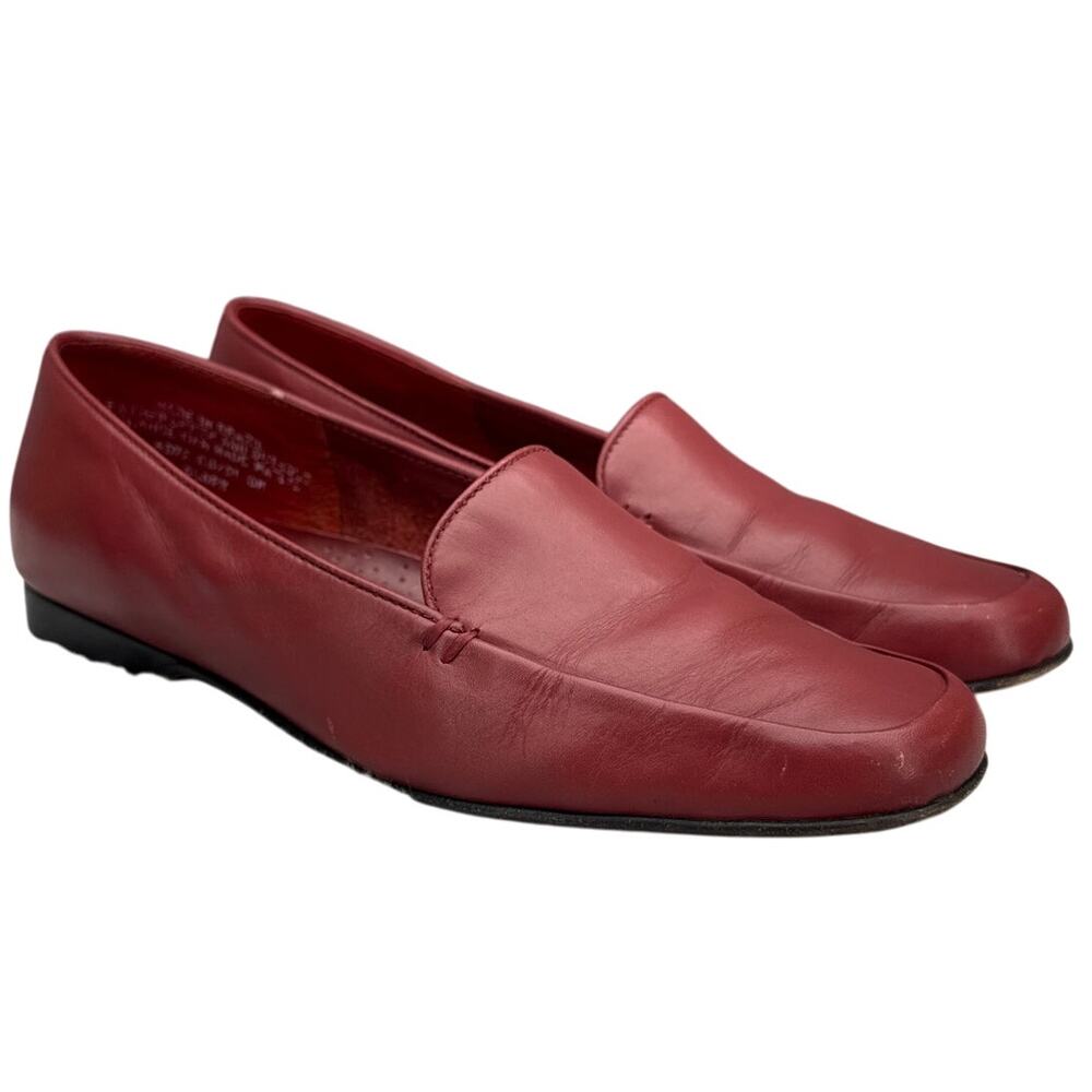 Bass Vintage Red Leather Slip On Casual Professional Comfort Loafer Women 10